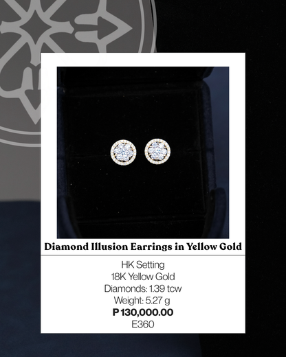 Diamond Illusion Earrings in Yellow Gold