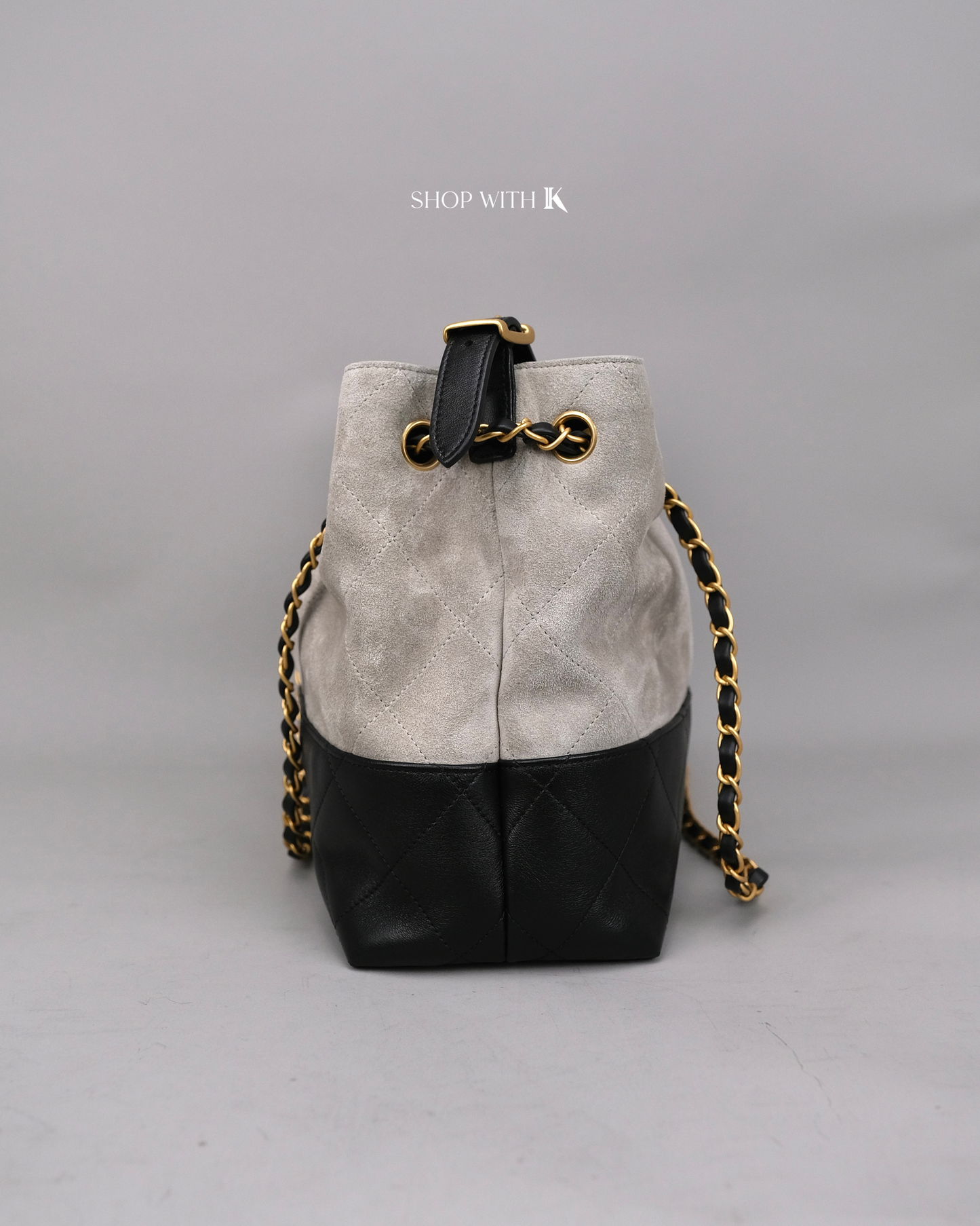 Chanel Tote Suede Calfskin Gray