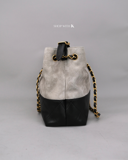 Chanel Tote Suede Calfskin Gray