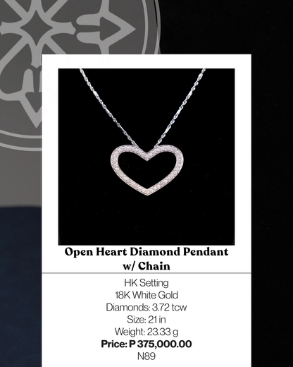 Open Heart Diamond Pendant w/ Chain