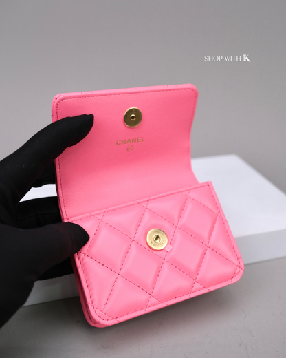 Chanel Jewel Hook Flap Cardcase Pink GHW
