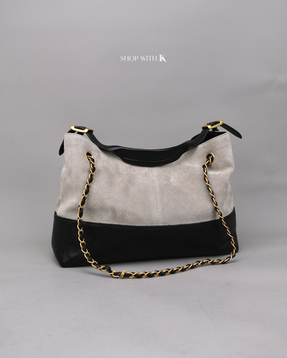 Chanel Tote Suede Calfskin Gray