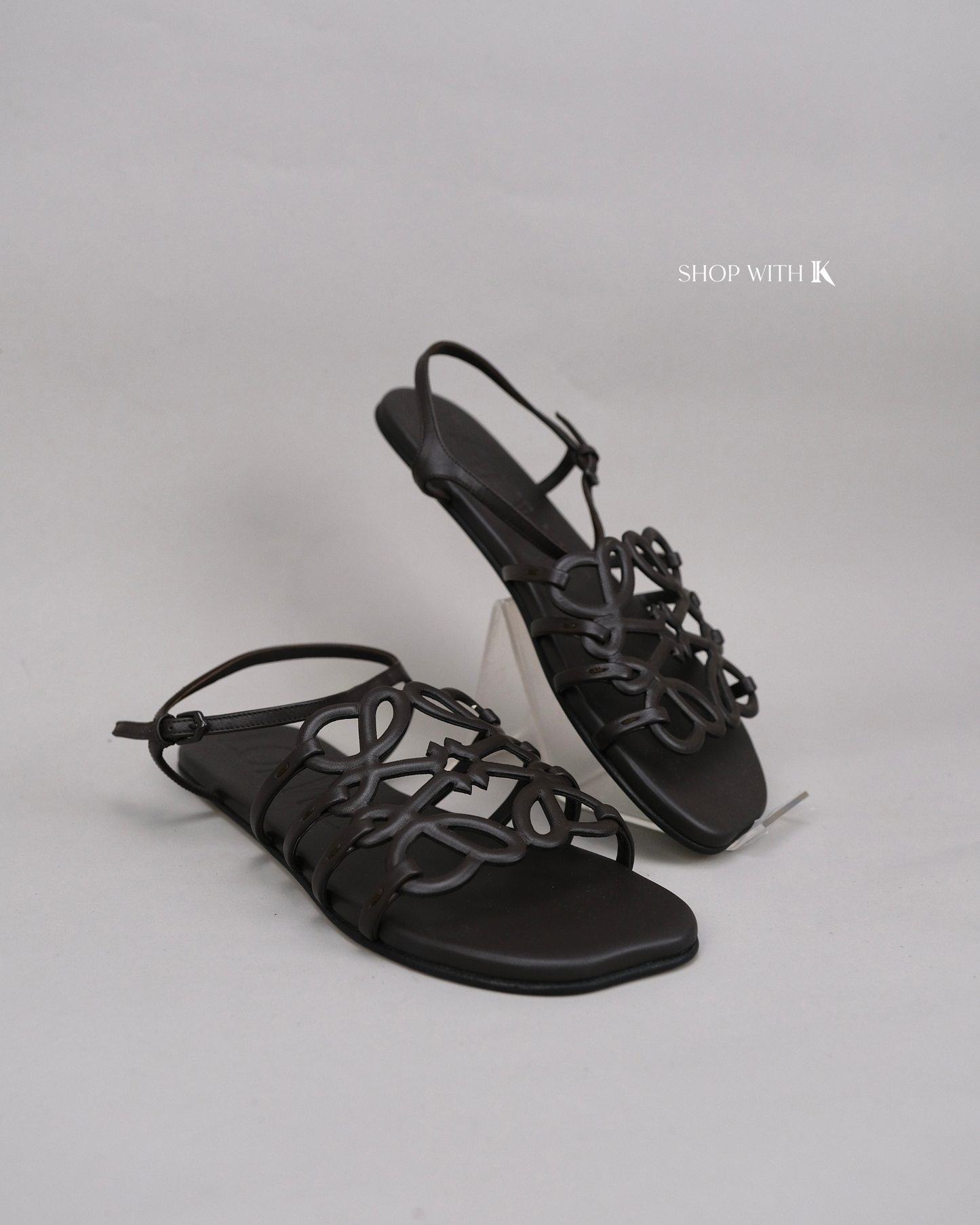 Loewe Anagram Cut-Out Sandals Brown