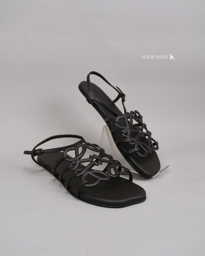 Loewe Anagram Cut-Out Sandals Brown