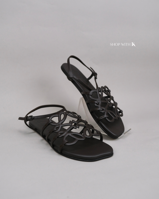 Loewe Anagram Cut-Out Sandals Brown