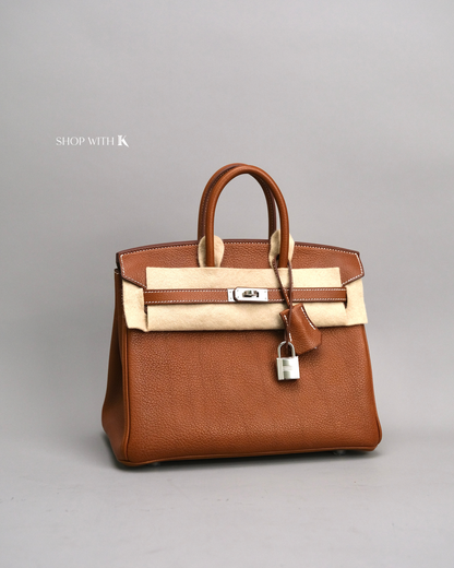 Hermes Birkin 25 Gold Barenia Leather PHW