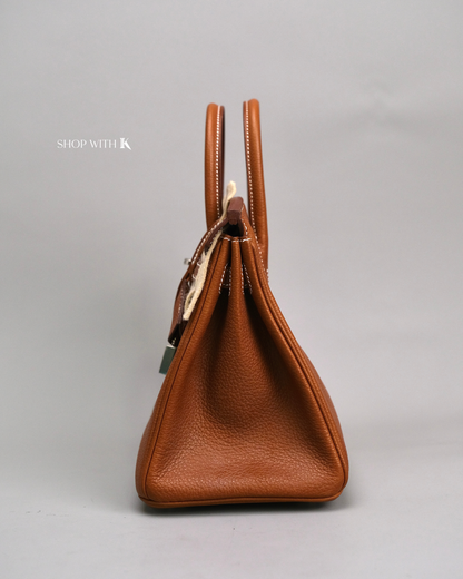 Hermes Birkin 25 Gold Barenia Leather PHW