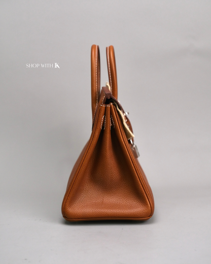 Hermes Birkin 25 Gold Barenia Leather PHW