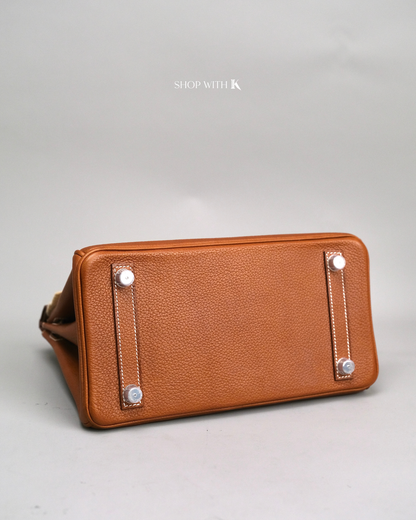 Hermes Birkin 25 Gold Barenia Leather PHW