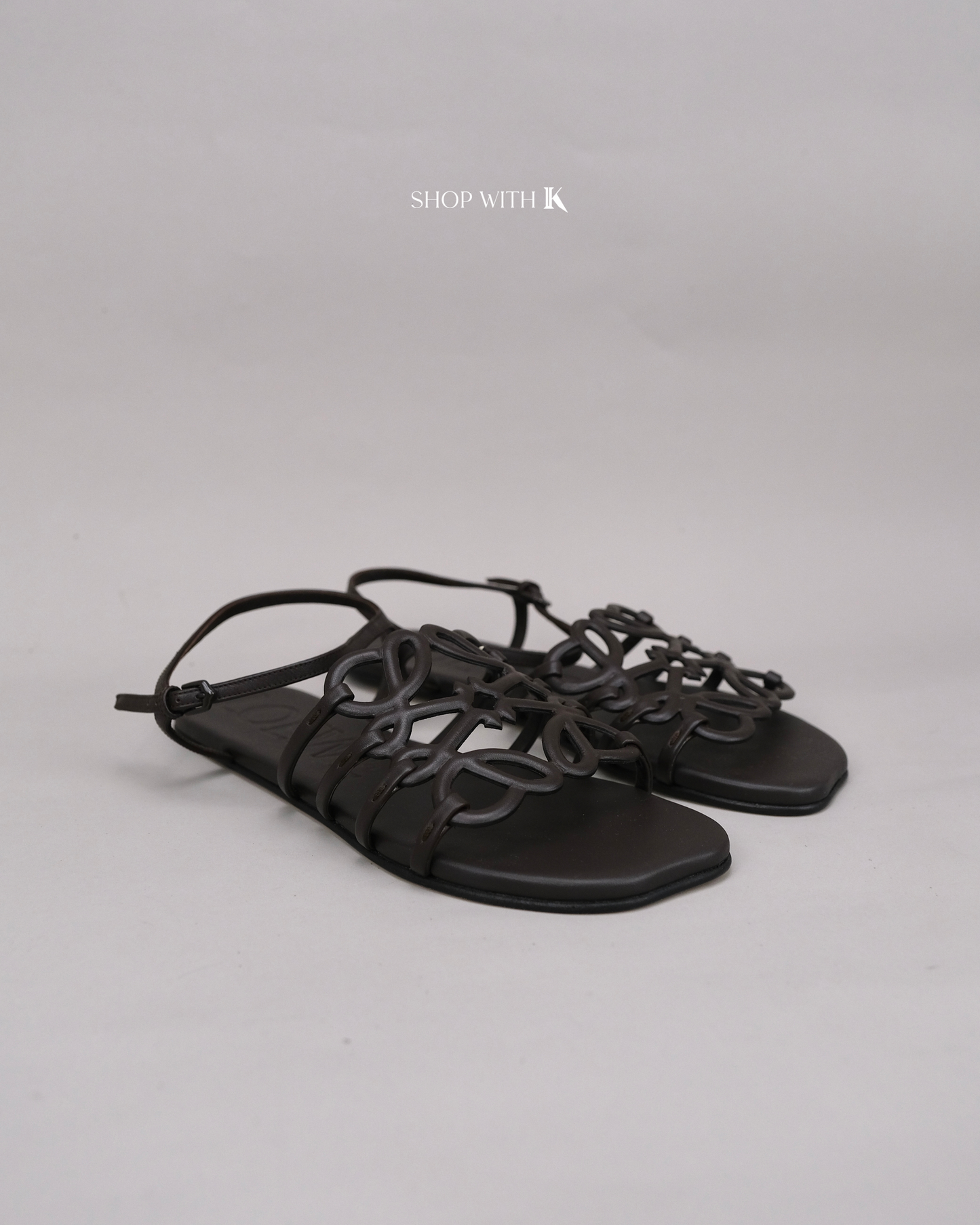 Loewe Anagram Cut-Out Sandals Brown