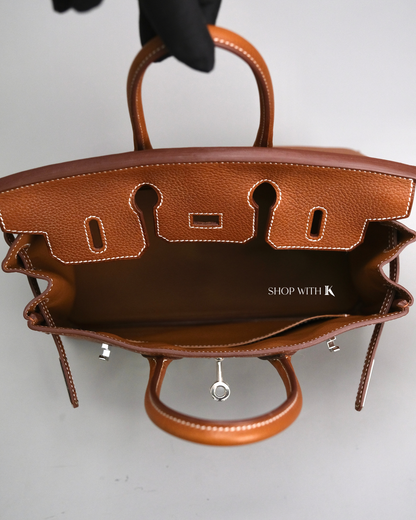 Hermes Birkin 25 Gold Barenia Leather PHW