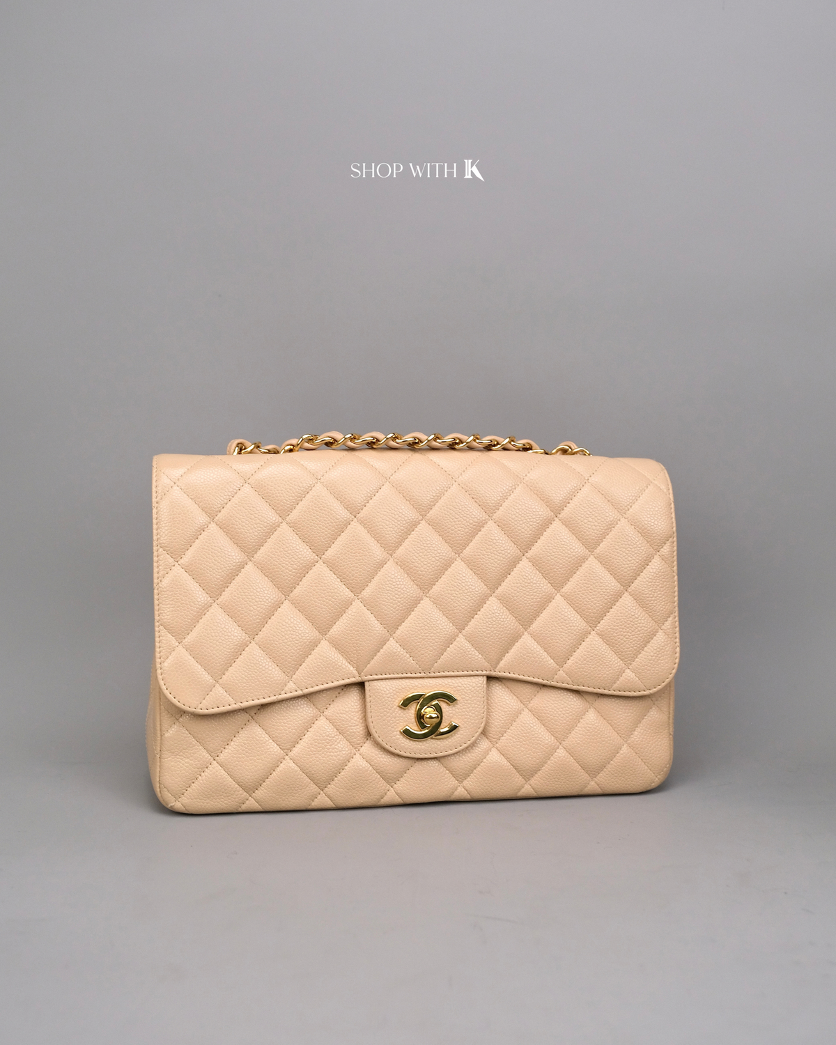 Chanel Classic Jumbo Flap Beige GHW
