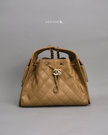 Chanel 25 Small Dark Beige GHW