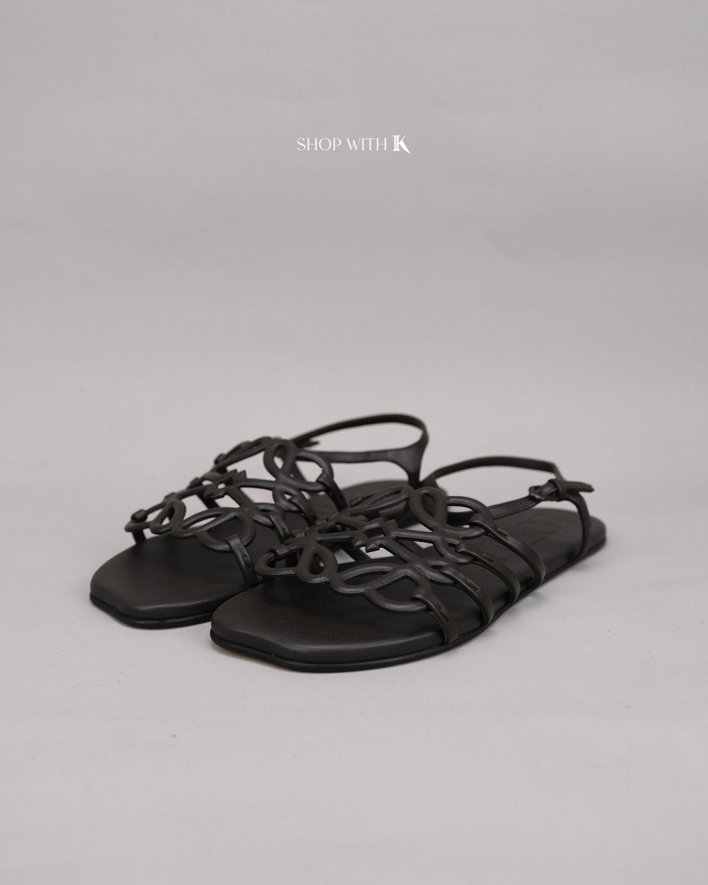 Loewe Anagram Cut-Out Sandals Brown