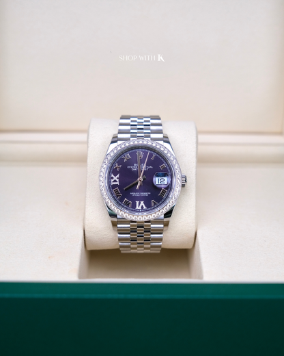 Rolex Datejust Diamond Bezel Aubergine Dial - 36mm