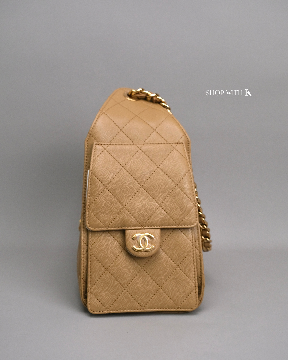 Chanel 25 Small Dark Beige GHW
