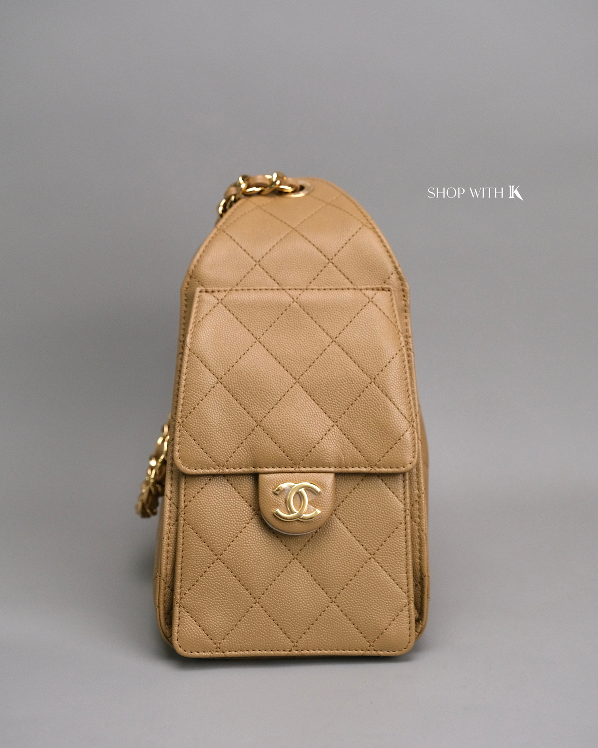 Chanel 25 Small Dark Beige GHW