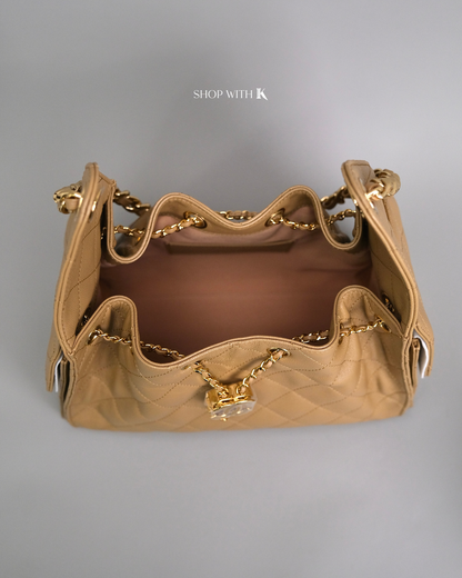 Chanel 25 Small Dark Beige GHW