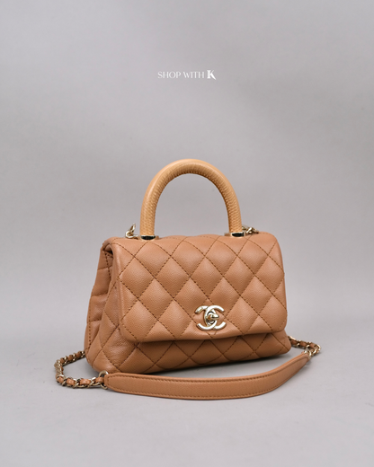 Chanel Mini Coco Handle Caviar Beige CGHW