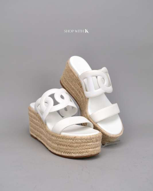 Hermes Ilthea Espadrille White Wedge