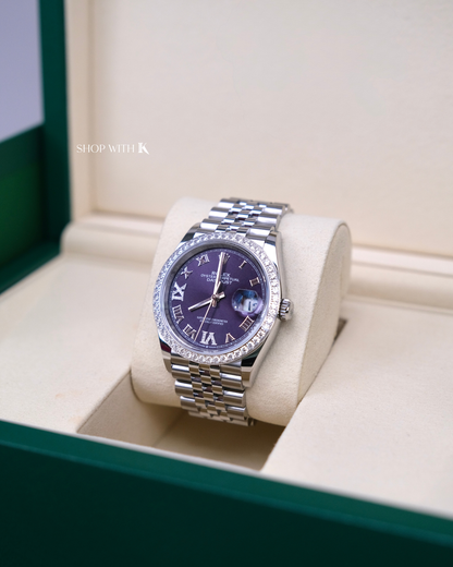 Rolex Datejust Diamond Bezel Aubergine Dial - 36mm