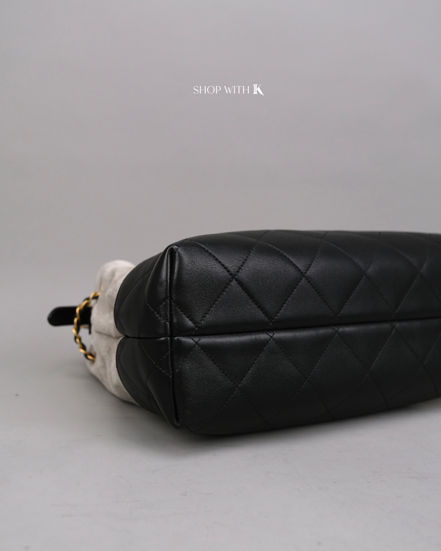 Chanel Tote Suede Calfskin Gray