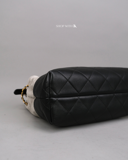 Chanel Tote Suede Calfskin Gray