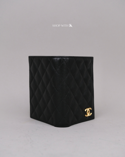 Chanel Classic Quilted Passport Holder Black with Zip