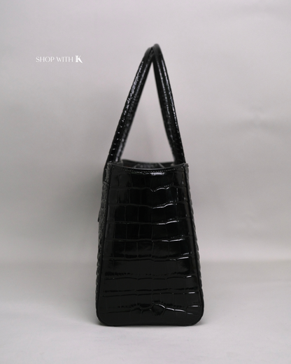 Chanel Cerf Tote Croc Stamp Medium Black GHW