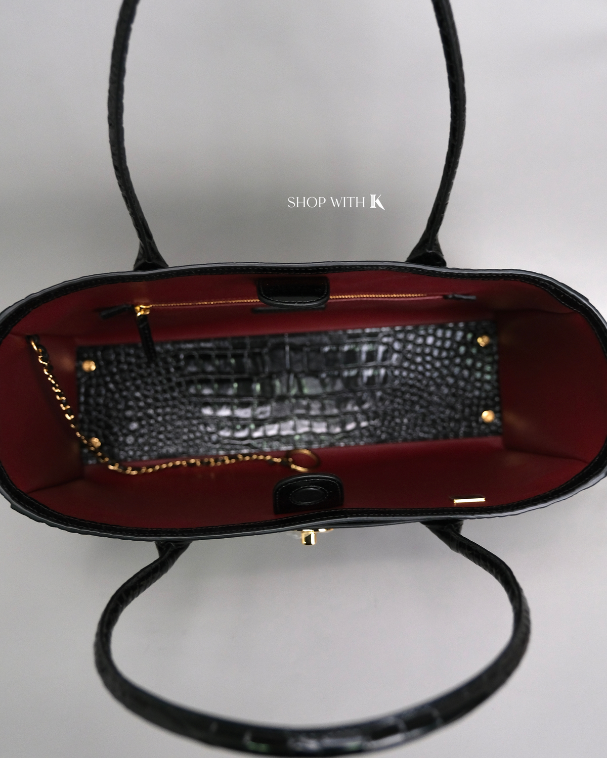 Chanel Cerf Tote Croc Stamp Medium Black GHW