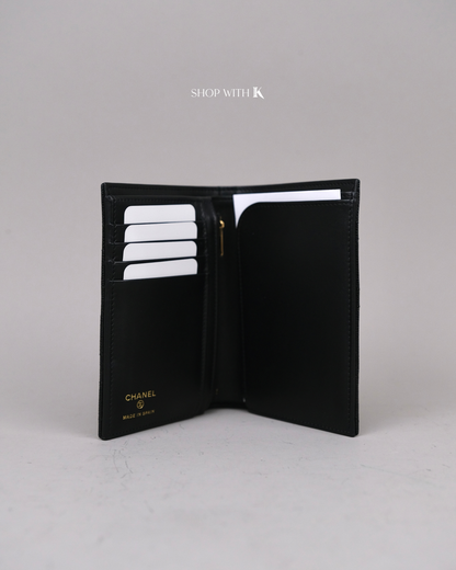 Chanel Classic Quilted Passport Holder Black with Zip