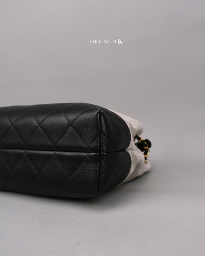 Chanel Tote Suede Calfskin Gray