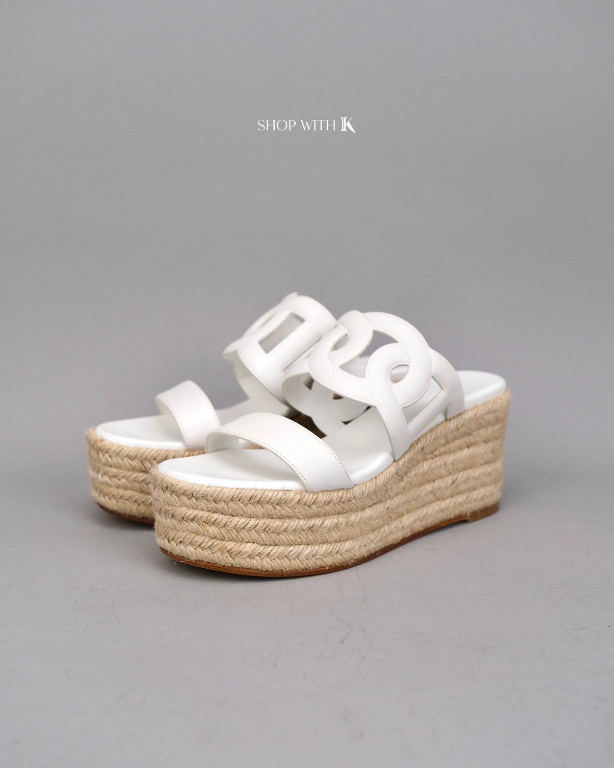Hermes Ilthea Espadrille White Wedge