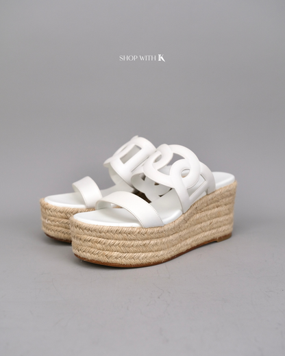 Hermes Ilthea Espadrille White Wedge