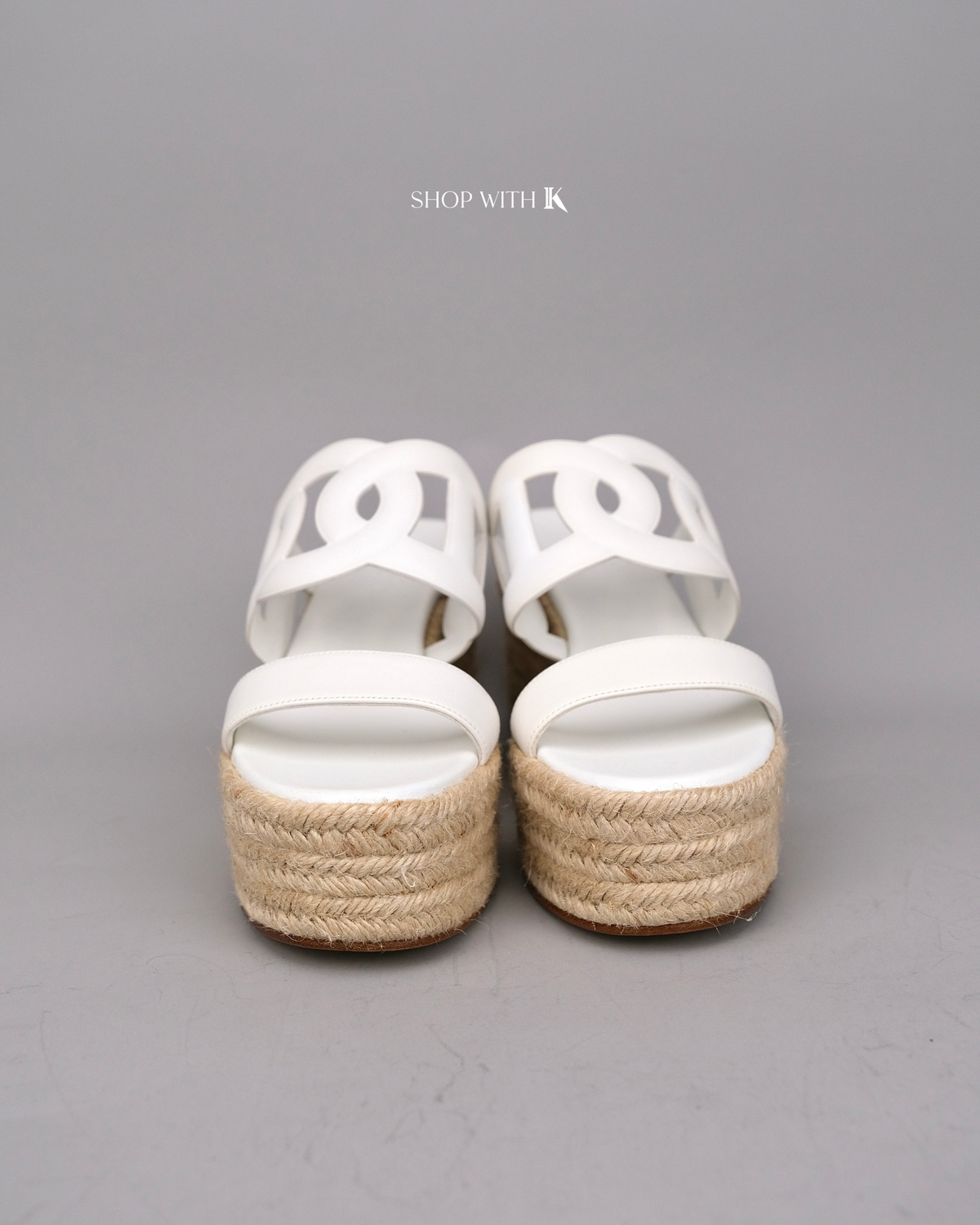 Hermes Ilthea Espadrille White Wedge