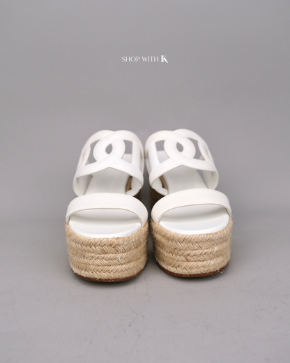 Hermes Ilthea Espadrille White Wedge