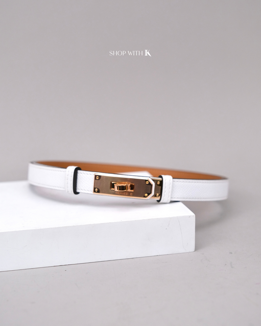Hermes Kelly Belt White RGHW