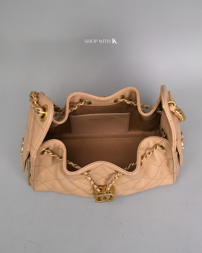 Chanel 25 Mini Dark Beige GHW