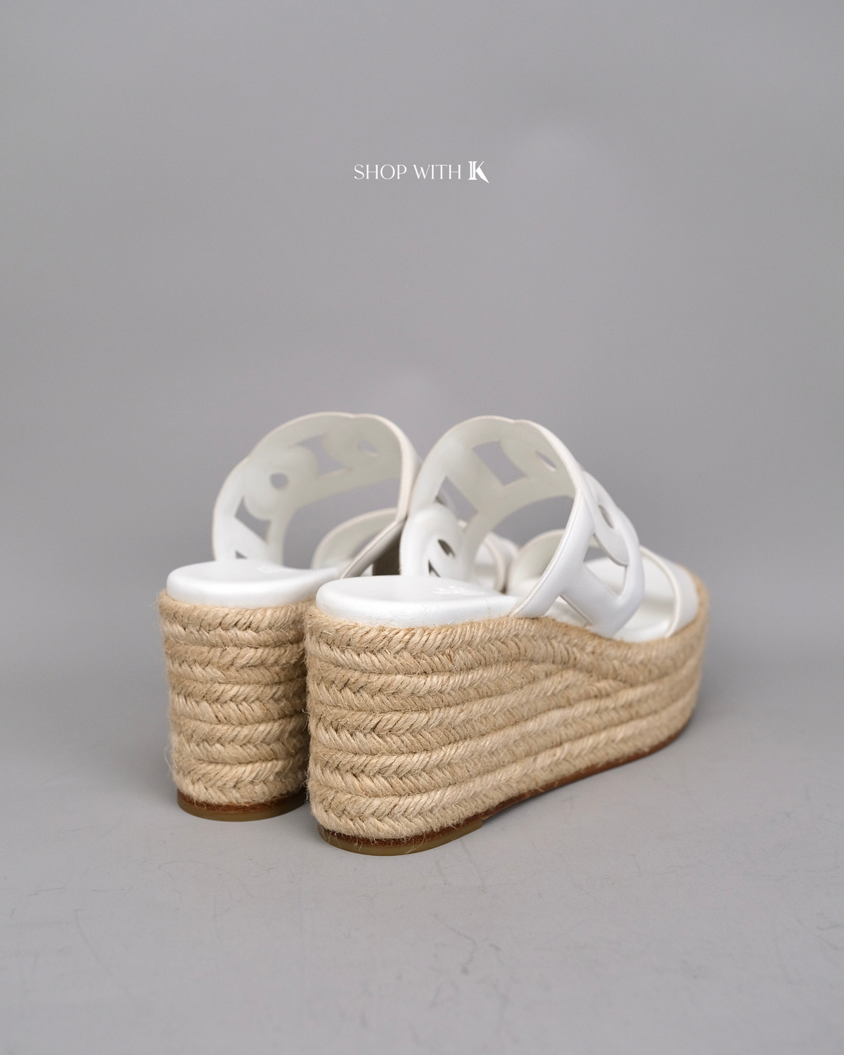 Hermes Ilthea Espadrille White Wedge
