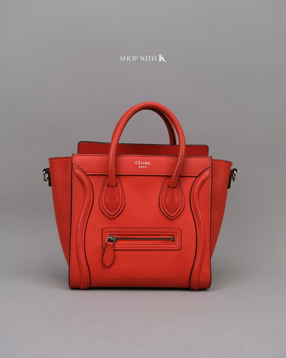 Celine Nano Luggage Red