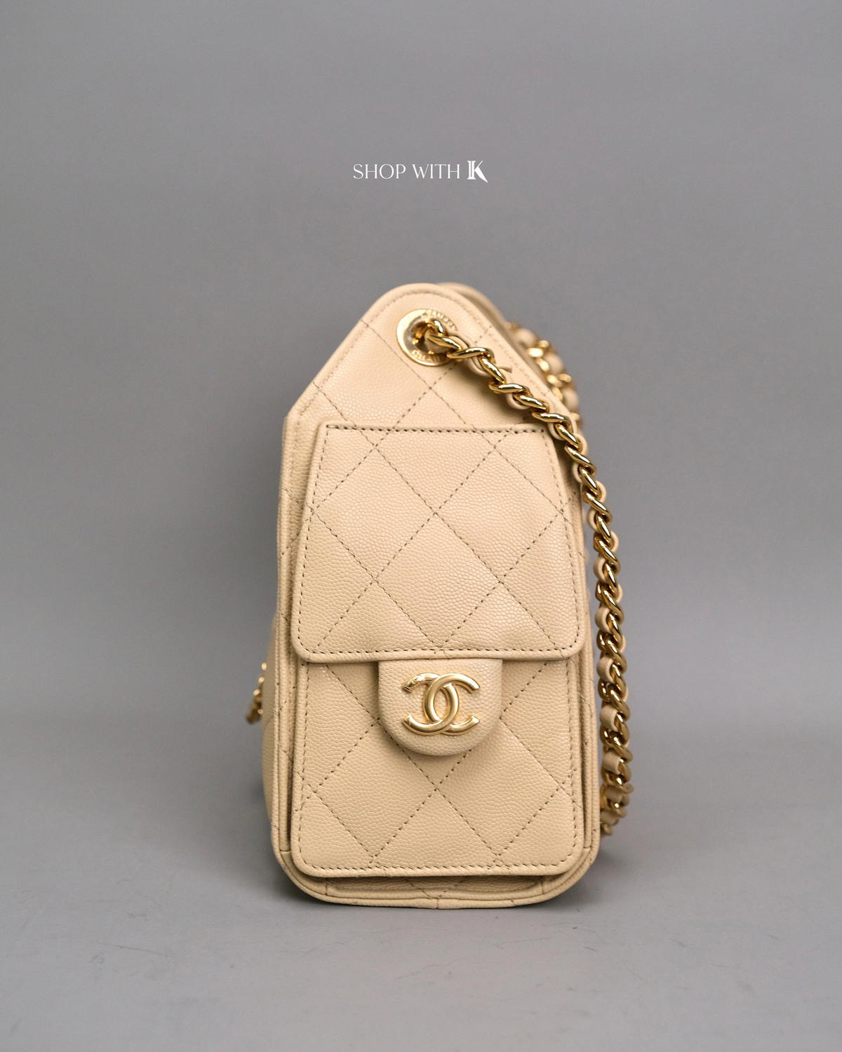 Chanel 25 Mini Light Beige GHW