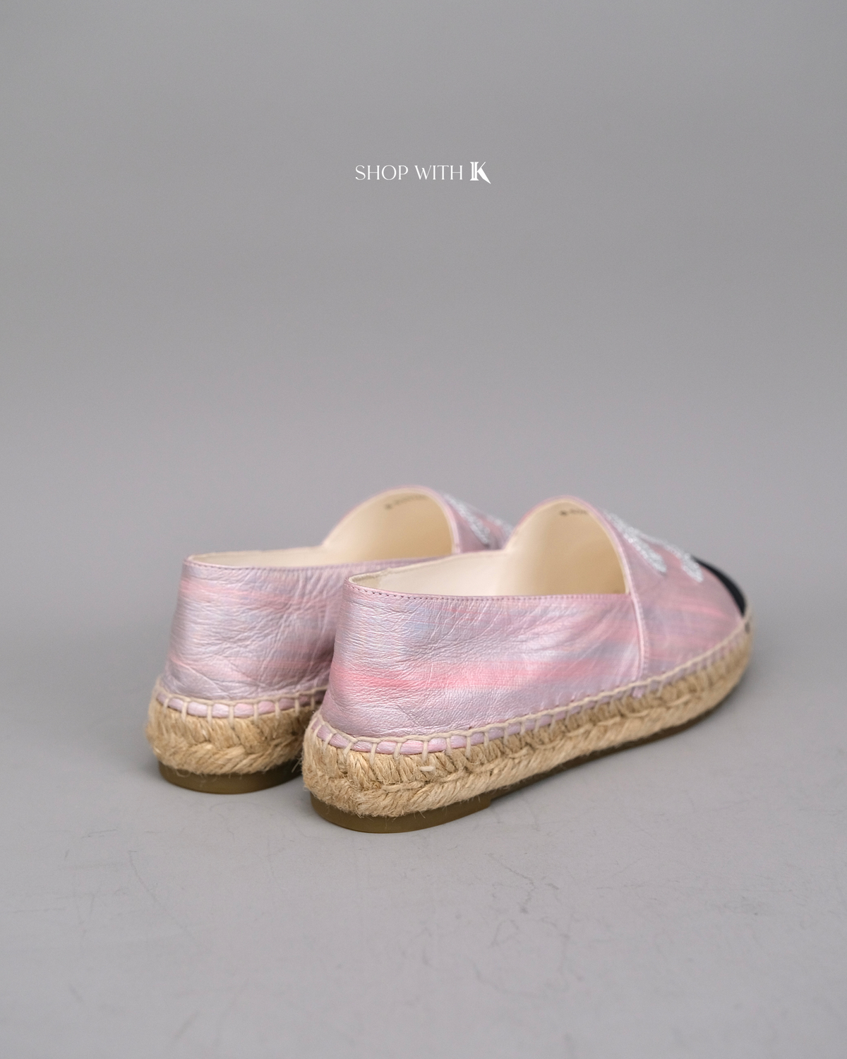 Chanel Logo Pink and Black Espadrille