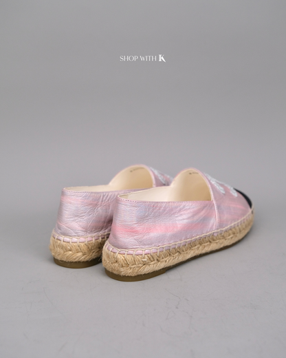Chanel Logo Pink and Black Espadrille