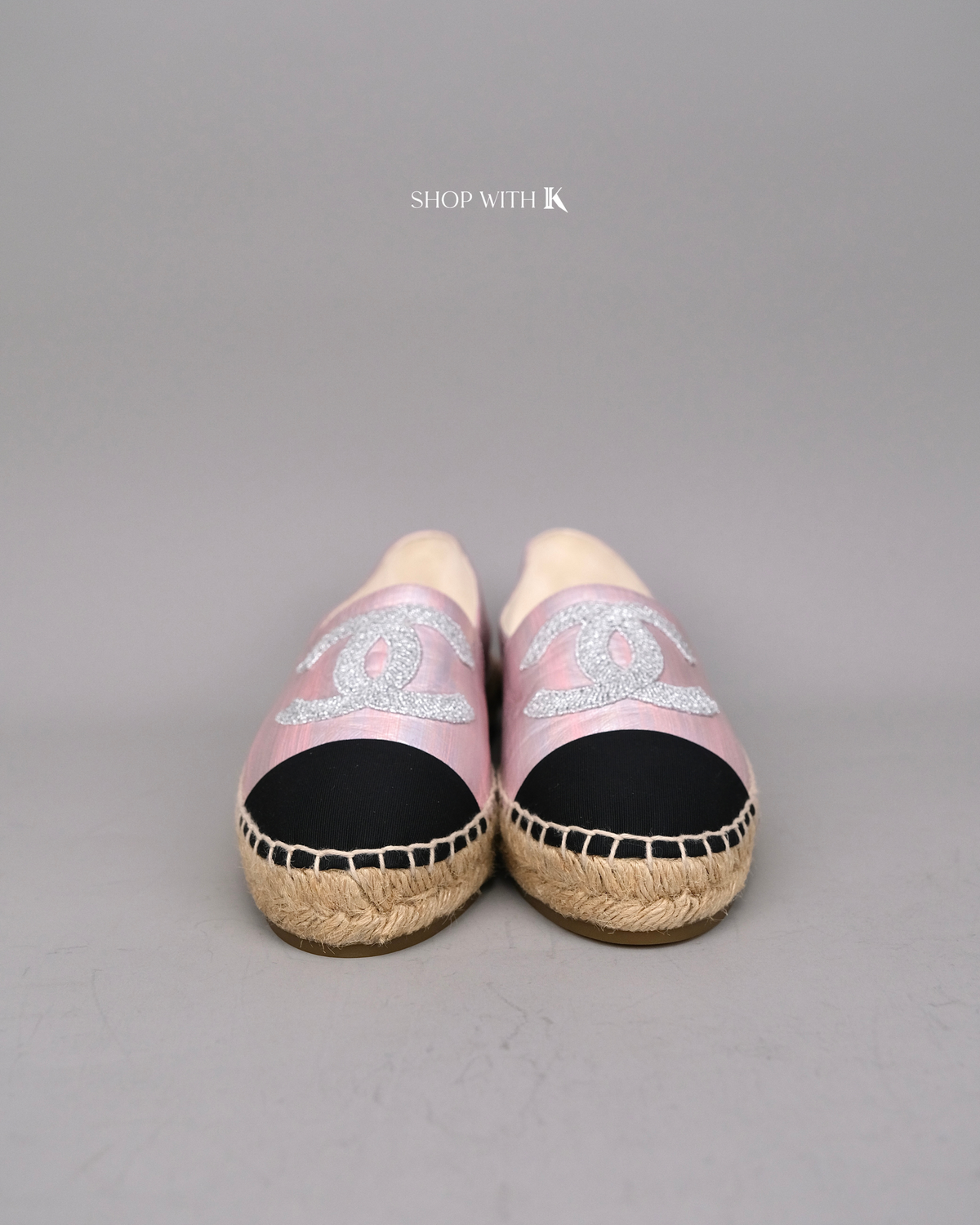 Chanel Logo Pink and Black Espadrille