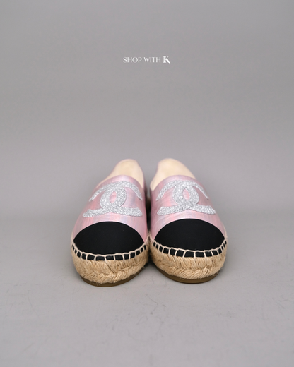 Chanel Logo Pink and Black Espadrille