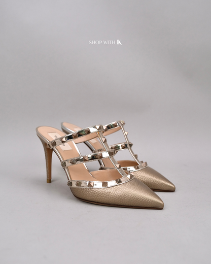 Valentino Rockstud Cage Sandal Bronze