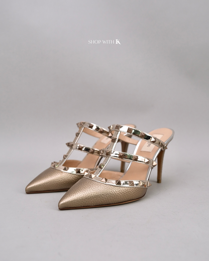 Valentino Rockstud Cage Sandal Bronze