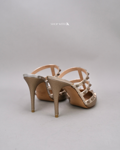 Valentino Rockstud Cage Sandal Bronze