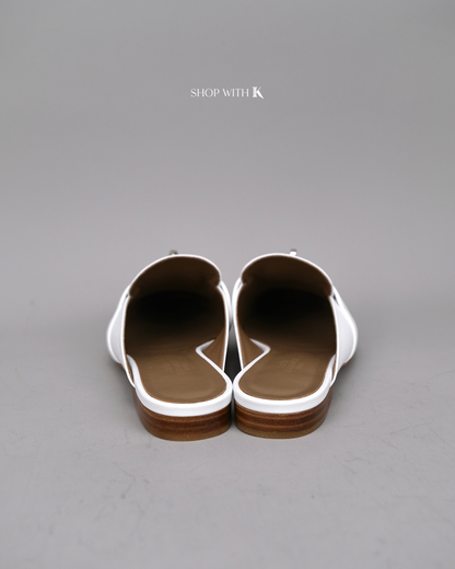 Hermes Oz Mule White Flats