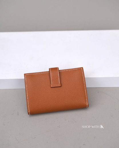 Hermes Bearn Cardholder Gold PHW